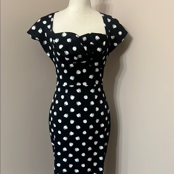 Stop staring vintage pinup retro unique Polka Dot Dress - Picture 1 of 8